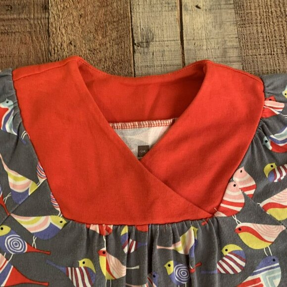 Tea Collection Girls Size 8 Dress With Red Bird Parakeet print - Picture 3 of 6